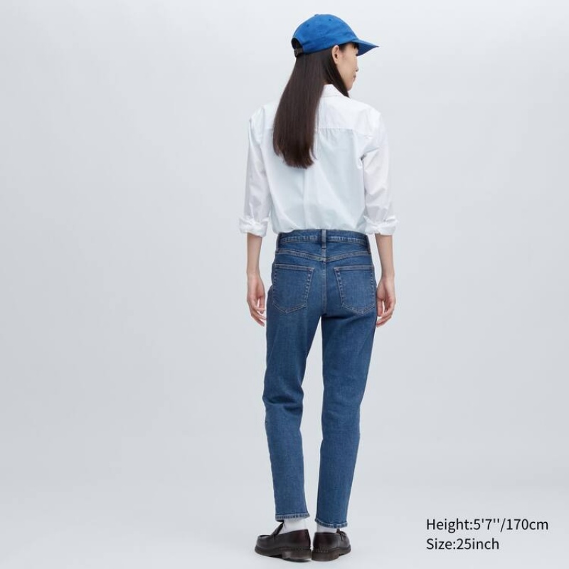 Women's Uniqlo Slim Fit Straight Leg Jeans Blue | PKNA-40371