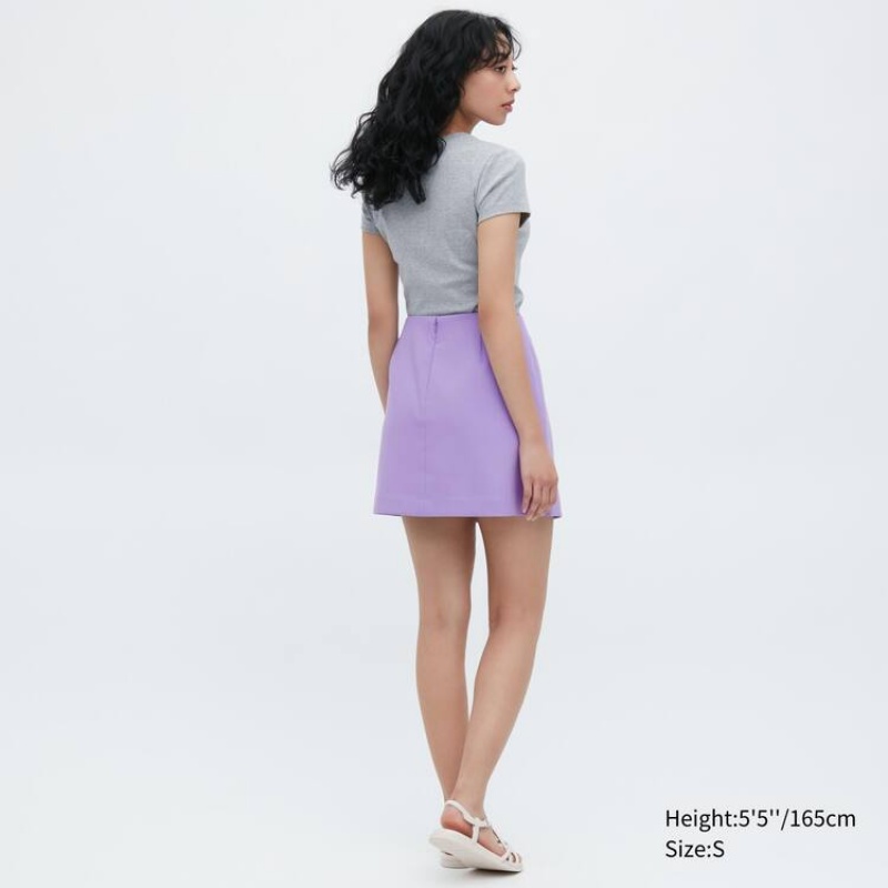 Women's Uniqlo Slit Mini Skirts Purple | WTQI-27580