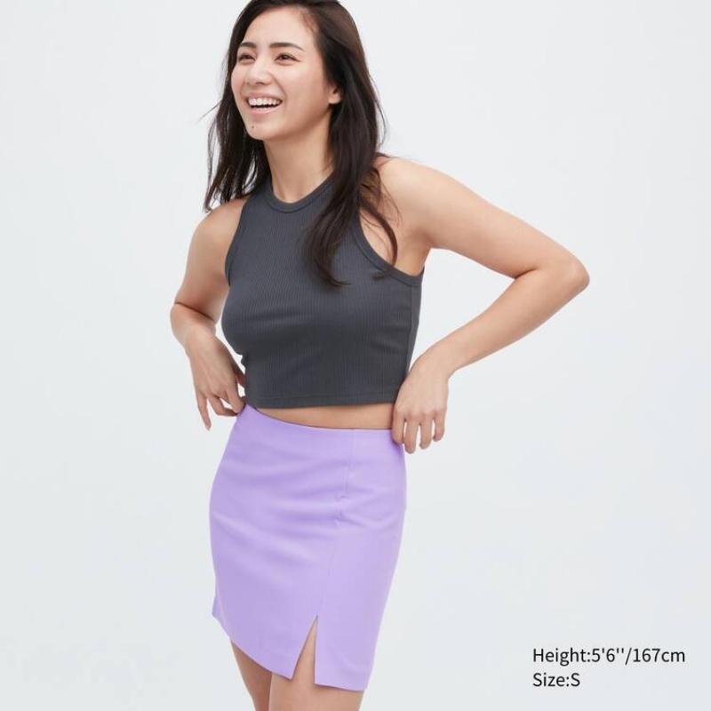 Women\'s Uniqlo Slit Mini Skirts Purple | WTQI-27580