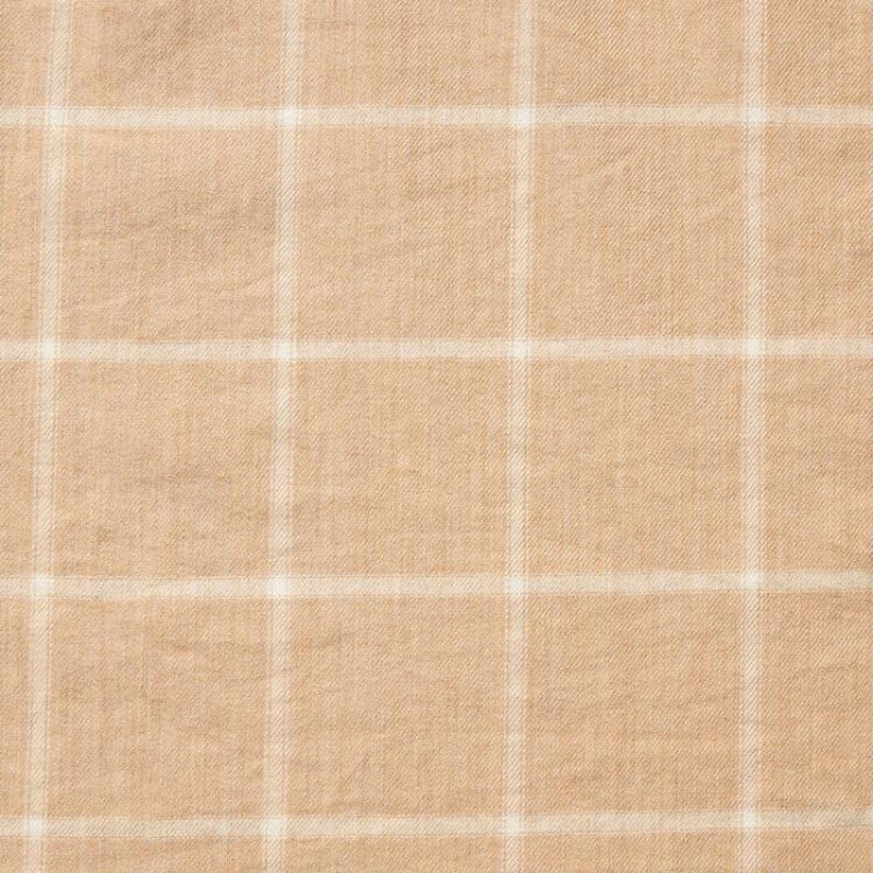 Women's Uniqlo Soft Brushed Checked Long Sleeved Shirts Beige | MHST-92685