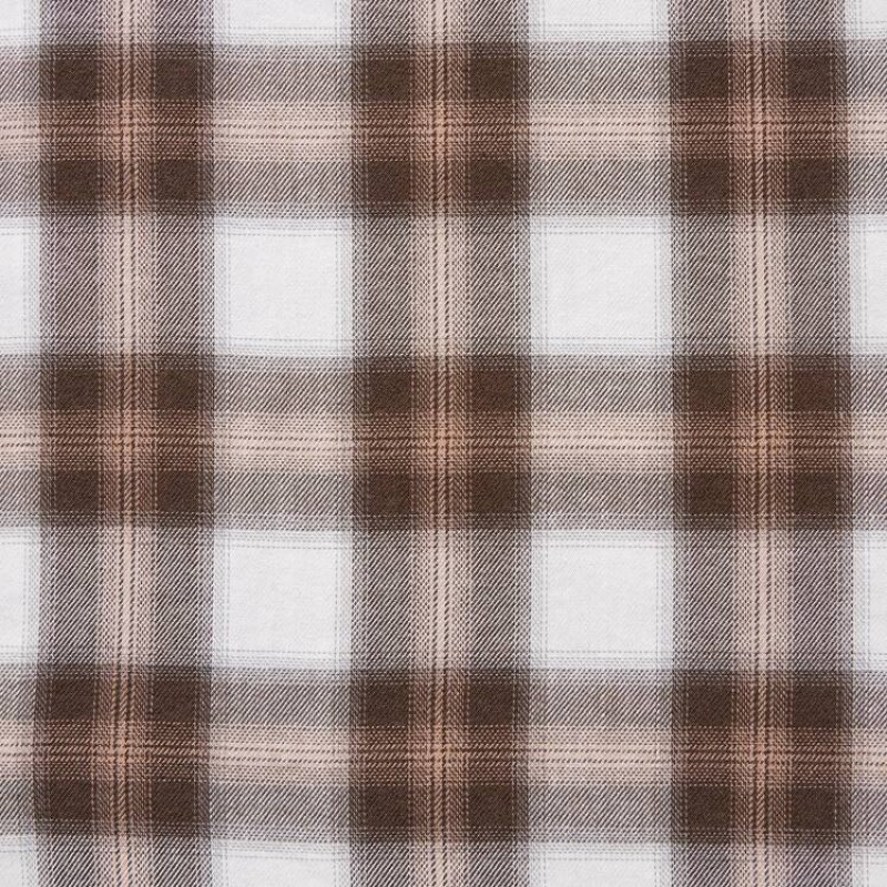 Women's Uniqlo Soft Brushed Checked Long Sleeved Shirts Brown | SFIH-52801