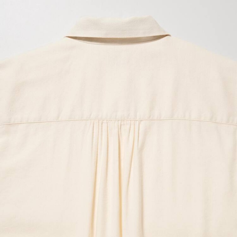 Women's Uniqlo Soft Brushed Long Sleeved Shirts White | QKEG-07168