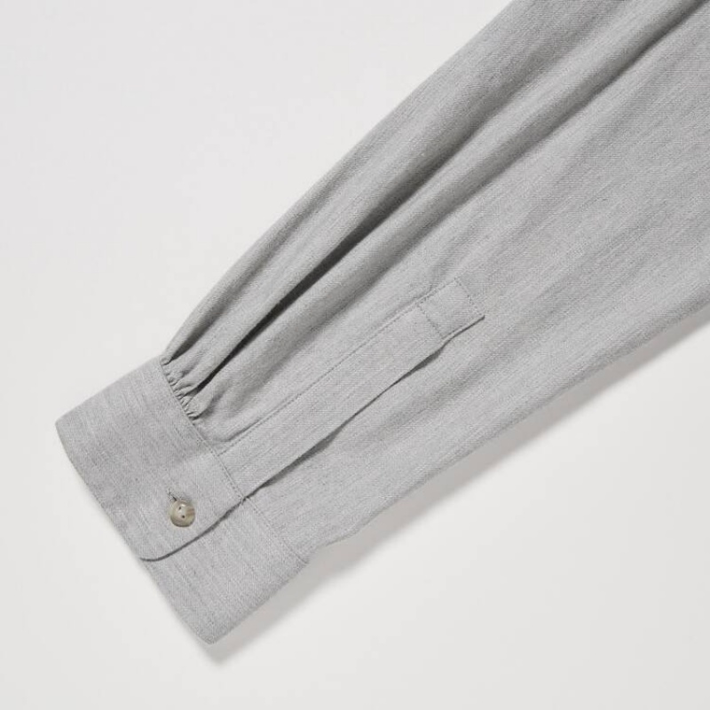 Women's Uniqlo Soft Brushed Long Sleeved Shirts Grey | BCQY-29470