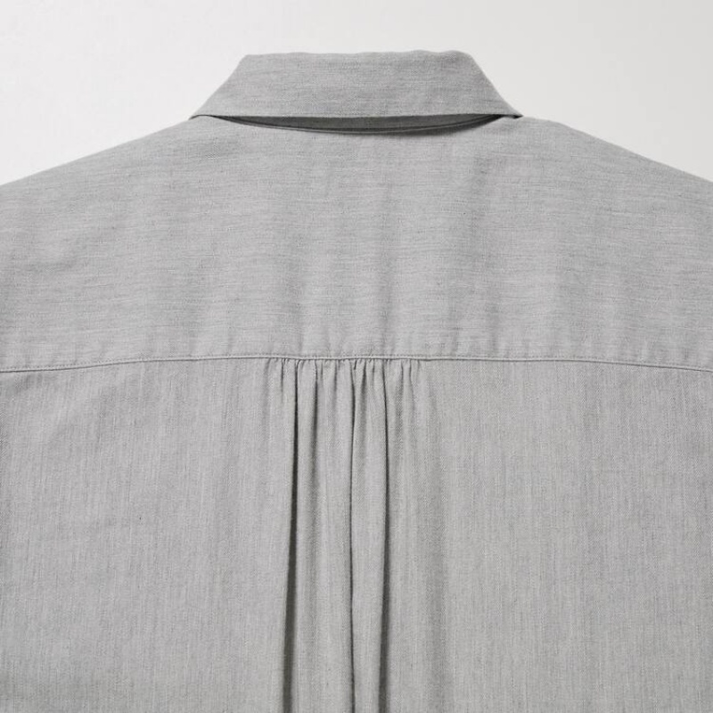 Women's Uniqlo Soft Brushed Long Sleeved Shirts Grey | BCQY-29470