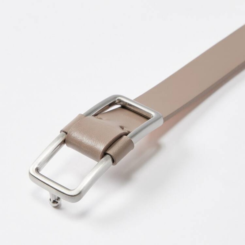 Women's Uniqlo Square Buckle Belts Beige | XYDG-14562