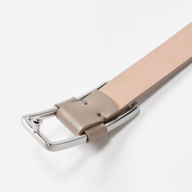 Women's Uniqlo Square Buckle Belts Beige | XYDG-14562