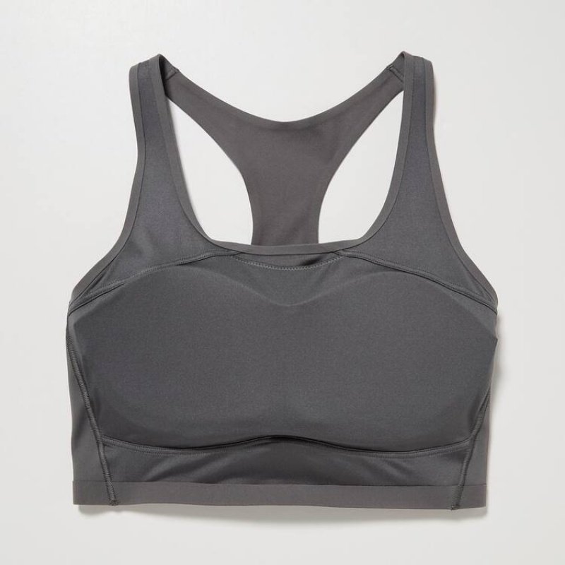 Women's Uniqlo Square Neck Active Wireless Bras Grey | CKPL-67831