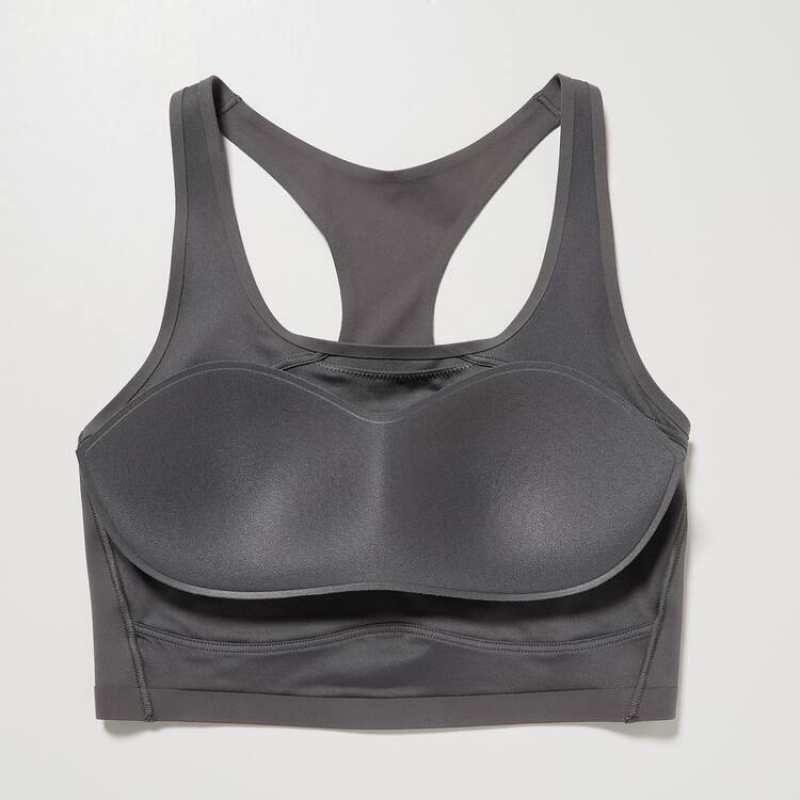 Women's Uniqlo Square Neck Active Wireless Bras Grey | CKPL-67831