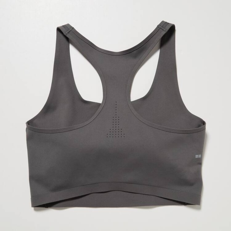 Women's Uniqlo Square Neck Active Wireless Bras Grey | CKPL-67831