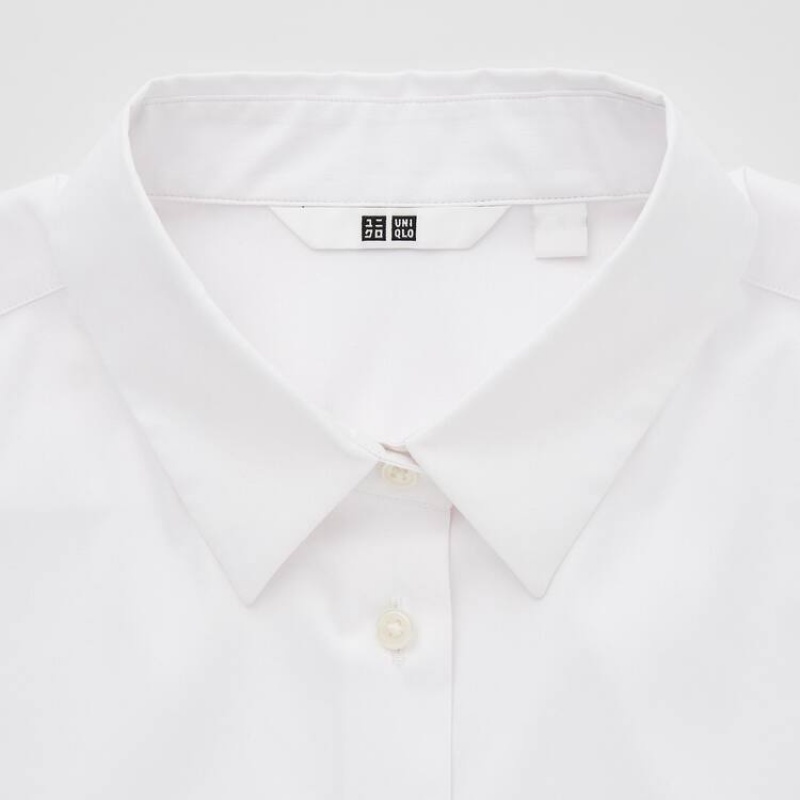 Women's Uniqlo Supima Cotton Stretch Broadcloth Long Sleeved Shirts White | ODWN-69271