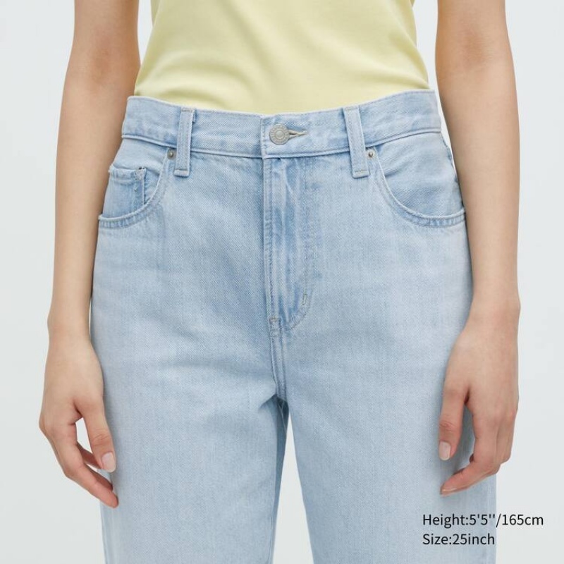 Women's Uniqlo Tapered Boyfriend Jeans Blue | ZRNI-04256