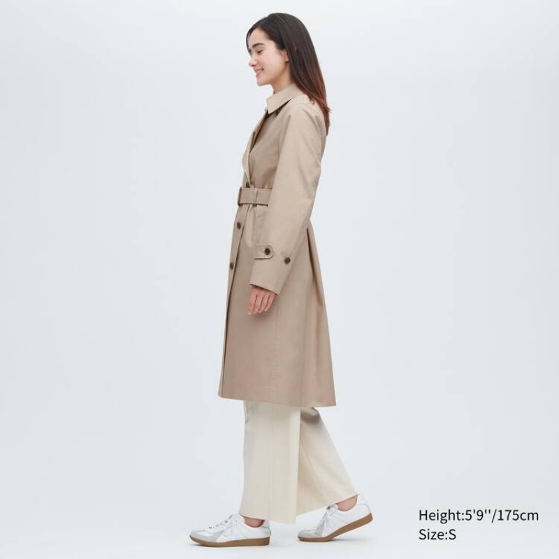 Women's Uniqlo Trench Coats Beige | CPNF-98412