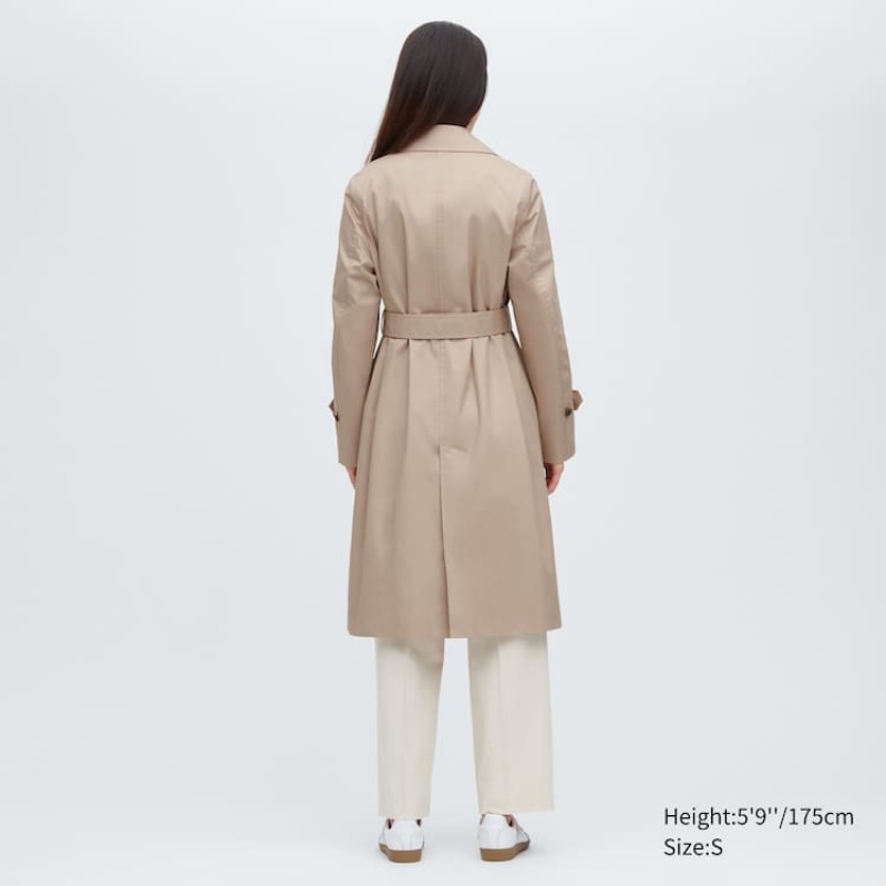 Women's Uniqlo Trench Coats Beige | CPNF-98412