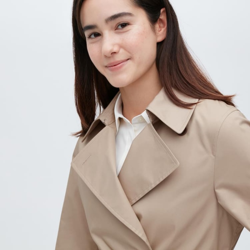 Women's Uniqlo Trench Coats Beige | CPNF-98412