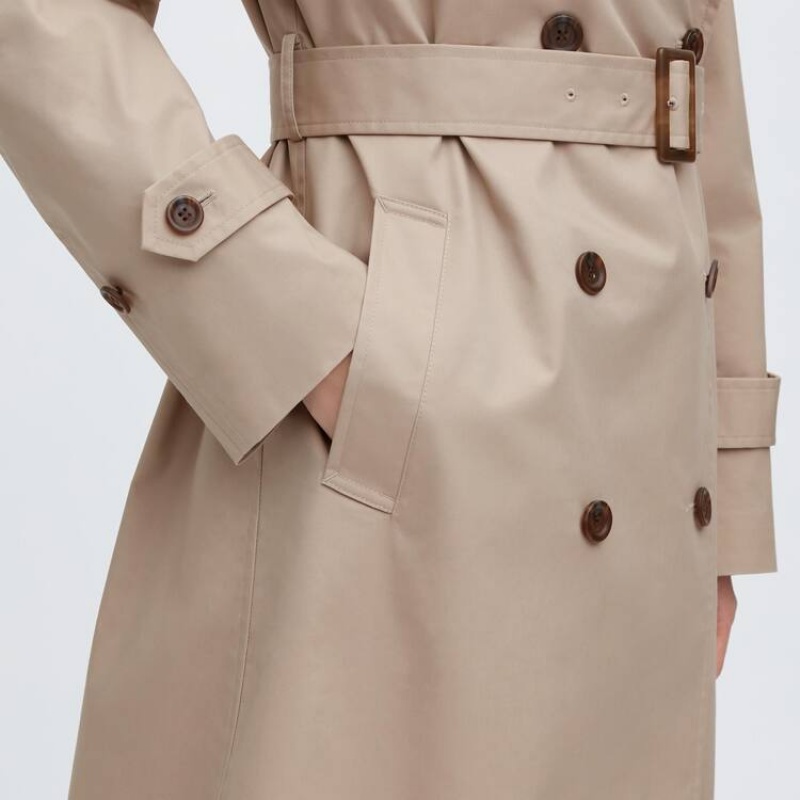 Women's Uniqlo Trench Coats Beige | CPNF-98412