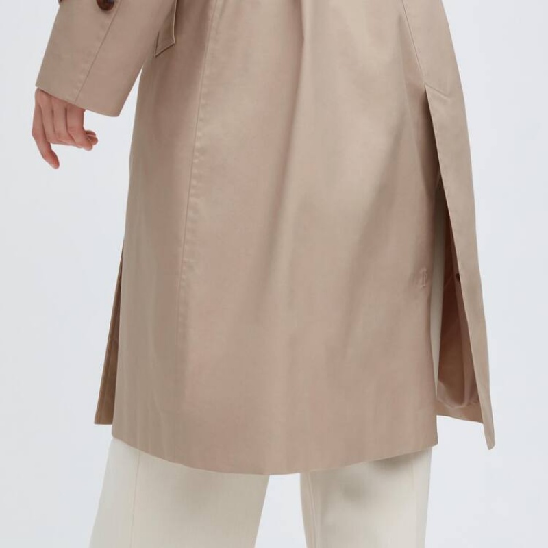 Women's Uniqlo Trench Coats Beige | CPNF-98412