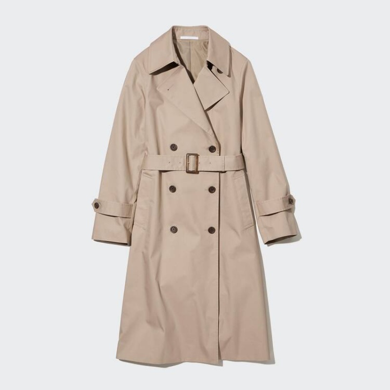 Women's Uniqlo Trench Coats Beige | CPNF-98412