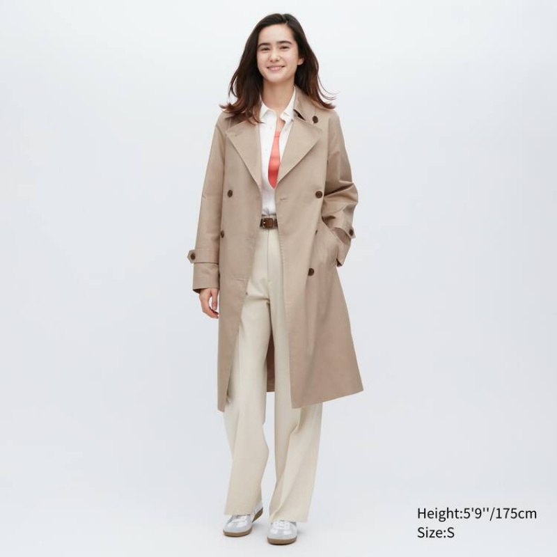 Women\'s Uniqlo Trench Coats Beige | CPNF-98412