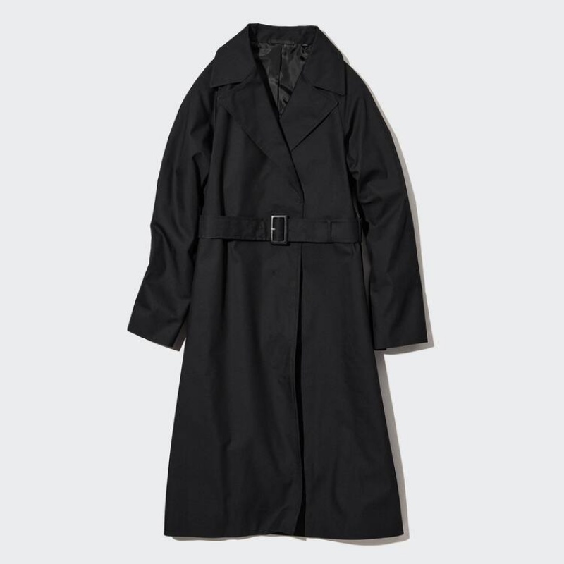 Women\'s Uniqlo Trench Coats Black | WSJO-76394