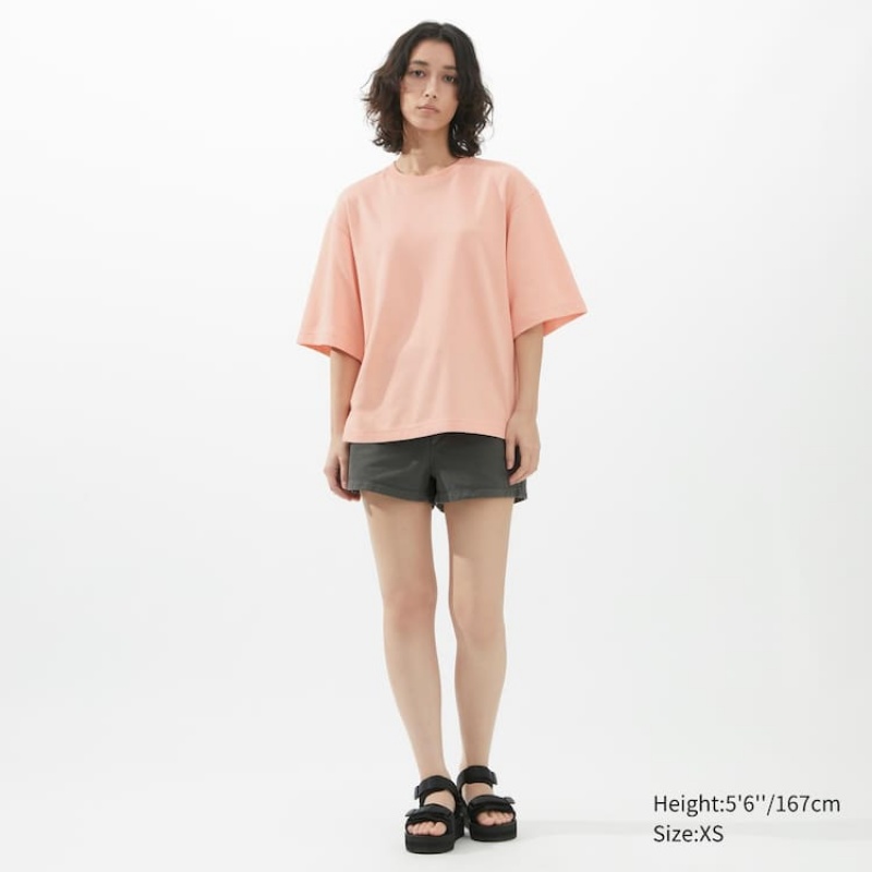 Women's Uniqlo U Airism Cotton Oversized T Shirts Pink | SAQD-32504