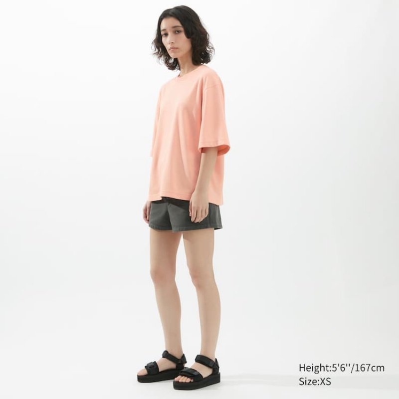 Women's Uniqlo U Airism Cotton Oversized T Shirts Pink | SAQD-32504