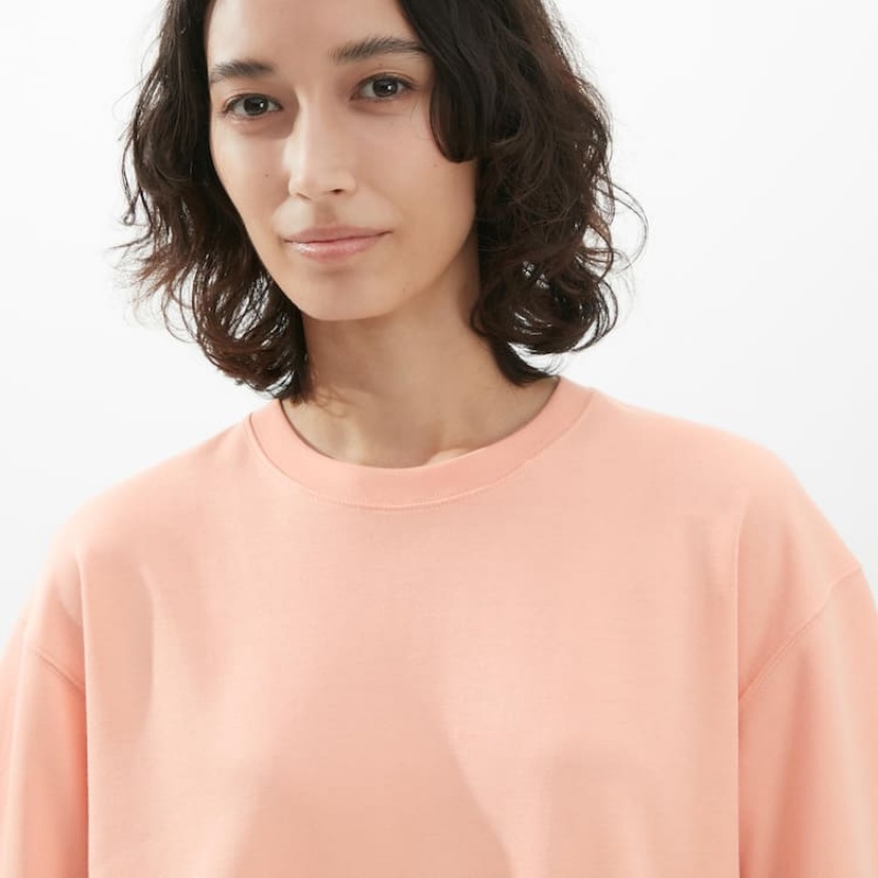 Women's Uniqlo U Airism Cotton Oversized T Shirts Pink | SAQD-32504