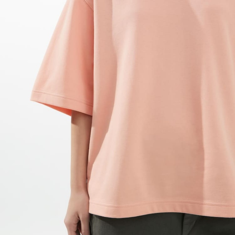 Women's Uniqlo U Airism Cotton Oversized T Shirts Pink | SAQD-32504