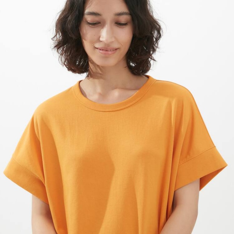 Women's Uniqlo U Airism Cottoned Short Sleeved Dress Orange | IWQM-03982