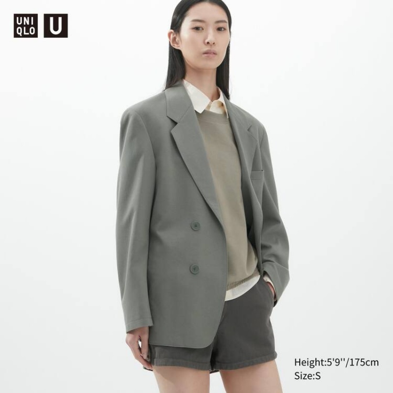 Women\'s Uniqlo U Jersey Tailored Jackets Grey | DCTR-79240