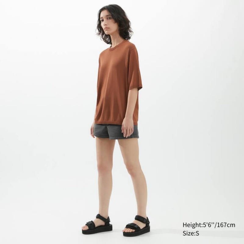 Women's Uniqlo U Knitted Knitwear Brown | ZANY-78632