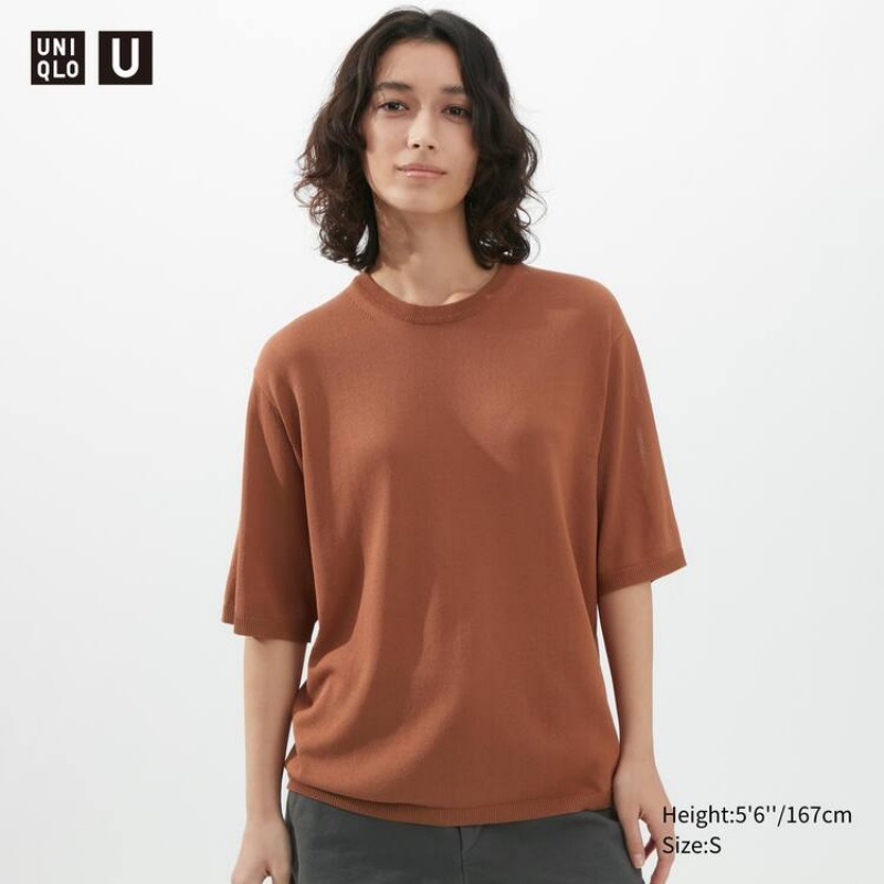 Women\'s Uniqlo U Knitted Knitwear Brown | ZANY-78632