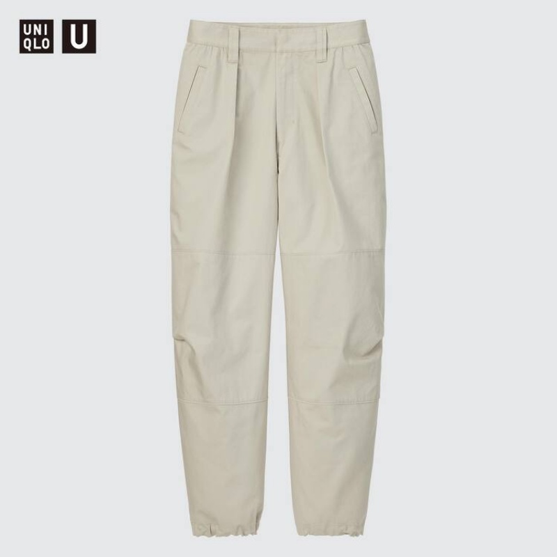 Women's Uniqlo U Pleated Jogger Beige | TEOZ-07984