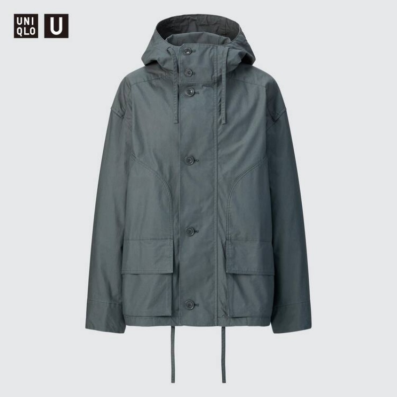 Women's Uniqlo U Relaxed Parka Dark Grey | GLSU-15493