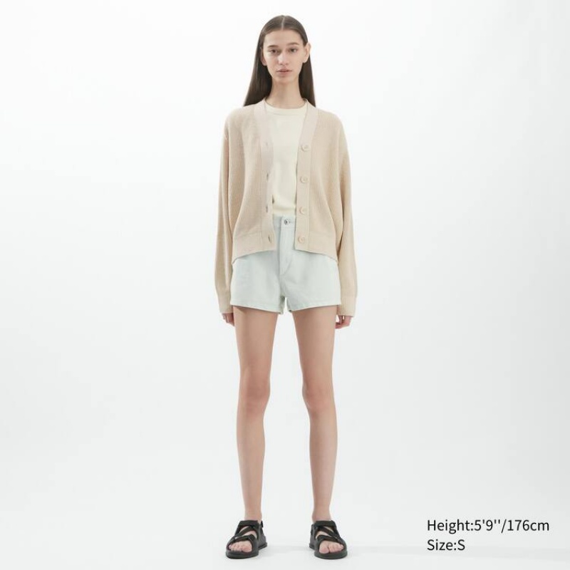 Women's Uniqlo U Ribbed Cardigan Beige | KBVL-72531