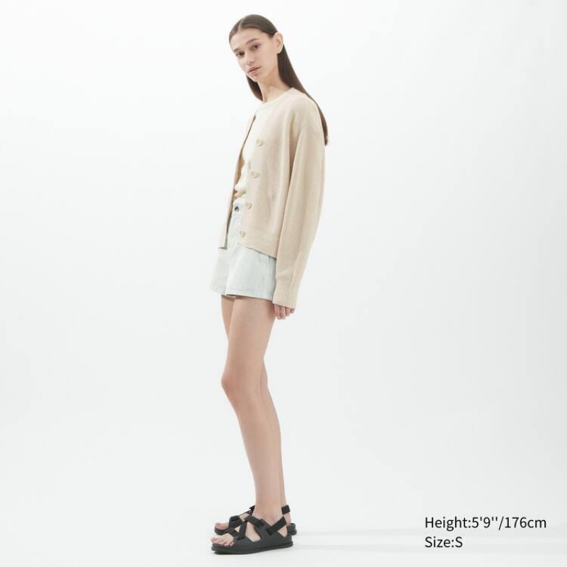 Women's Uniqlo U Ribbed Cardigan Beige | KBVL-72531