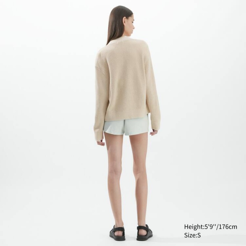 Women's Uniqlo U Ribbed Cardigan Beige | KBVL-72531