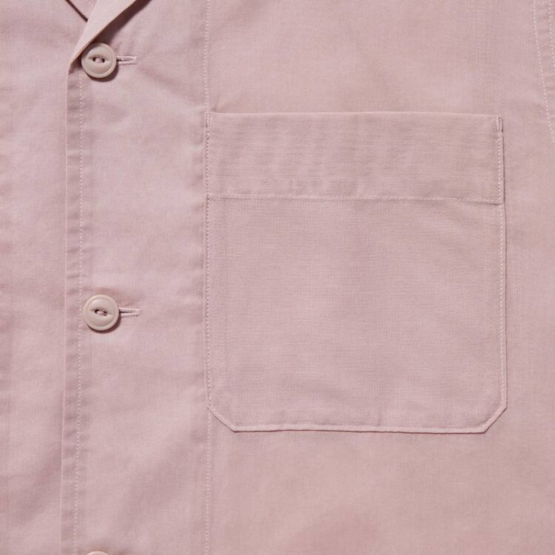 Women's Uniqlo U Sheer Short Sleeved Shirts Pink | MJIG-89526