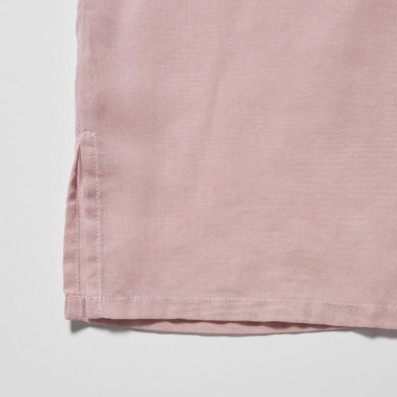 Women's Uniqlo U Sheer Short Sleeved Shirts Pink | MJIG-89526