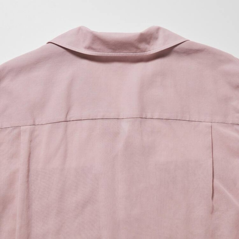 Women's Uniqlo U Sheer Short Sleeved Shirts Pink | MJIG-89526