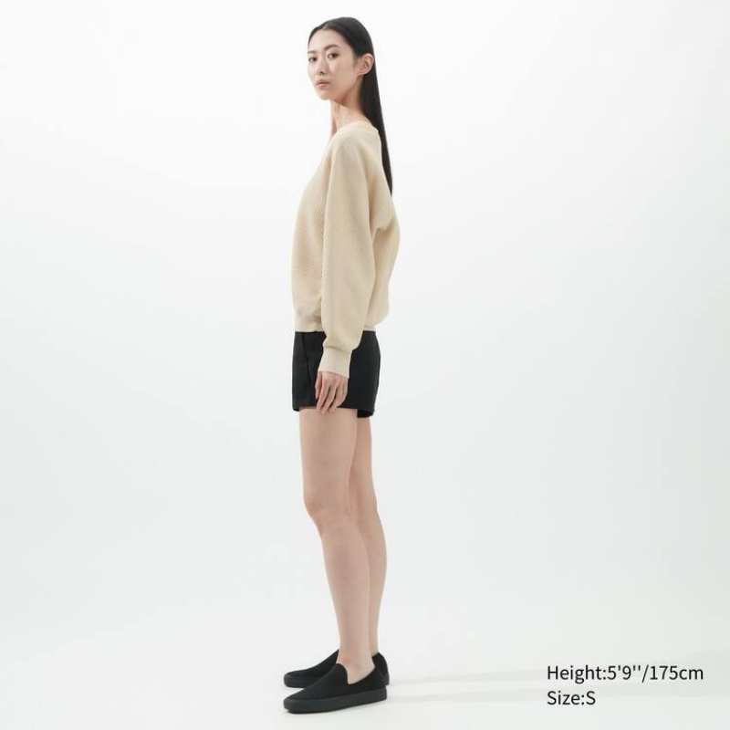 Women's Uniqlo U V Neck Knitwear Beige | HPKW-46503