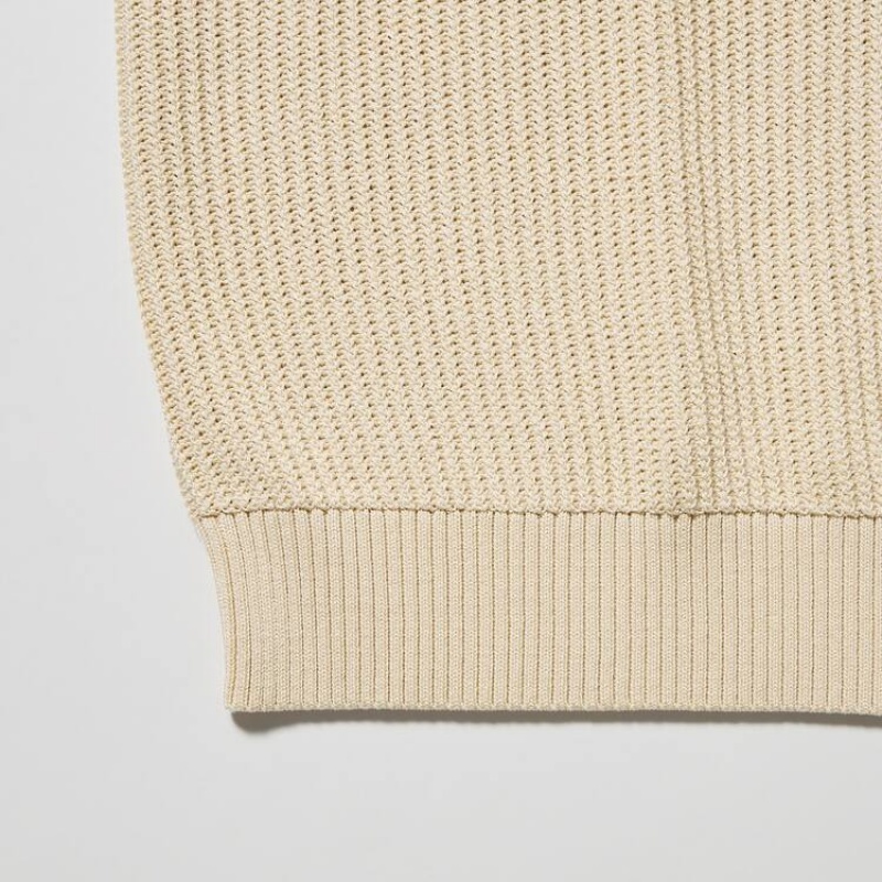 Women's Uniqlo U V Neck Knitwear Beige | HPKW-46503