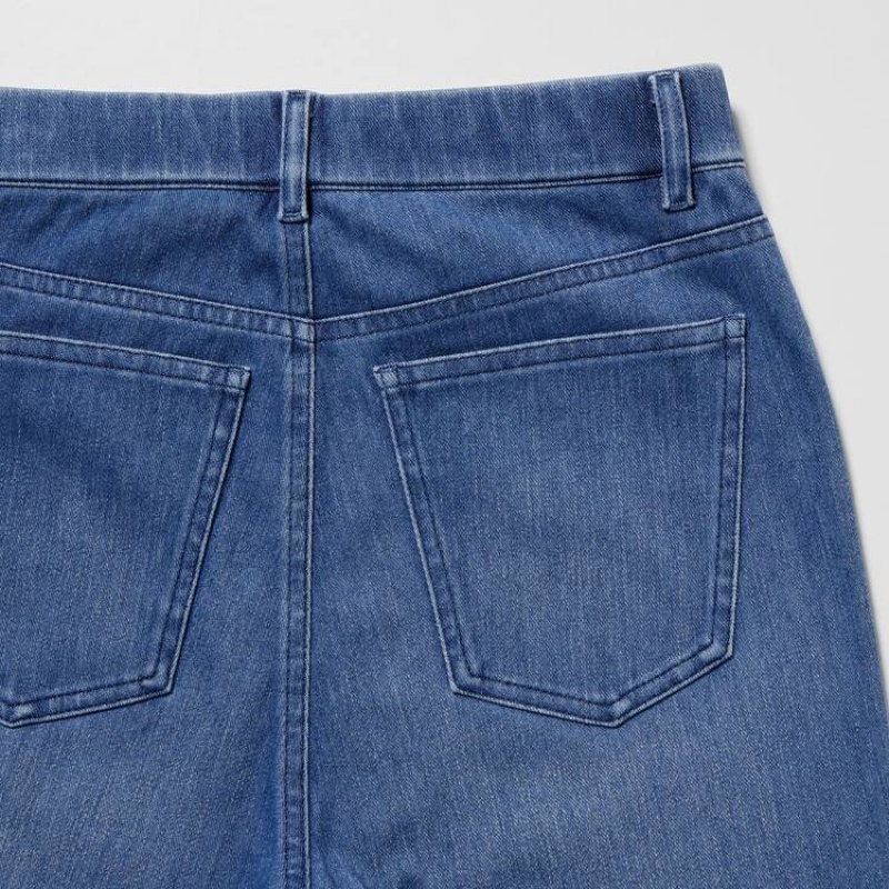 Women's Uniqlo Ultra Stretch High Rise Cropped Jeans Blue | DYLE-61530