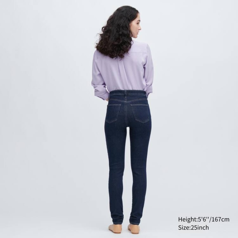 Women's Uniqlo Ultra Stretch High Rise Skinny Fit Jeans Navy | YGWQ-78950