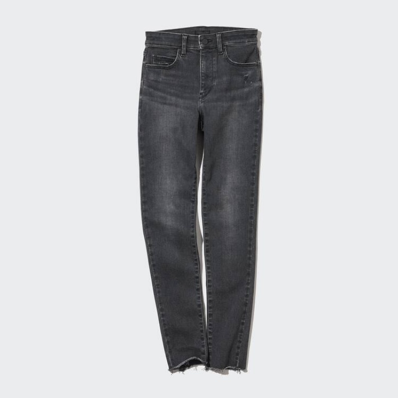 Women's Uniqlo Ultra Stretch High Rise Skinny Fit Distressed Jeans Grey | SDMW-25091