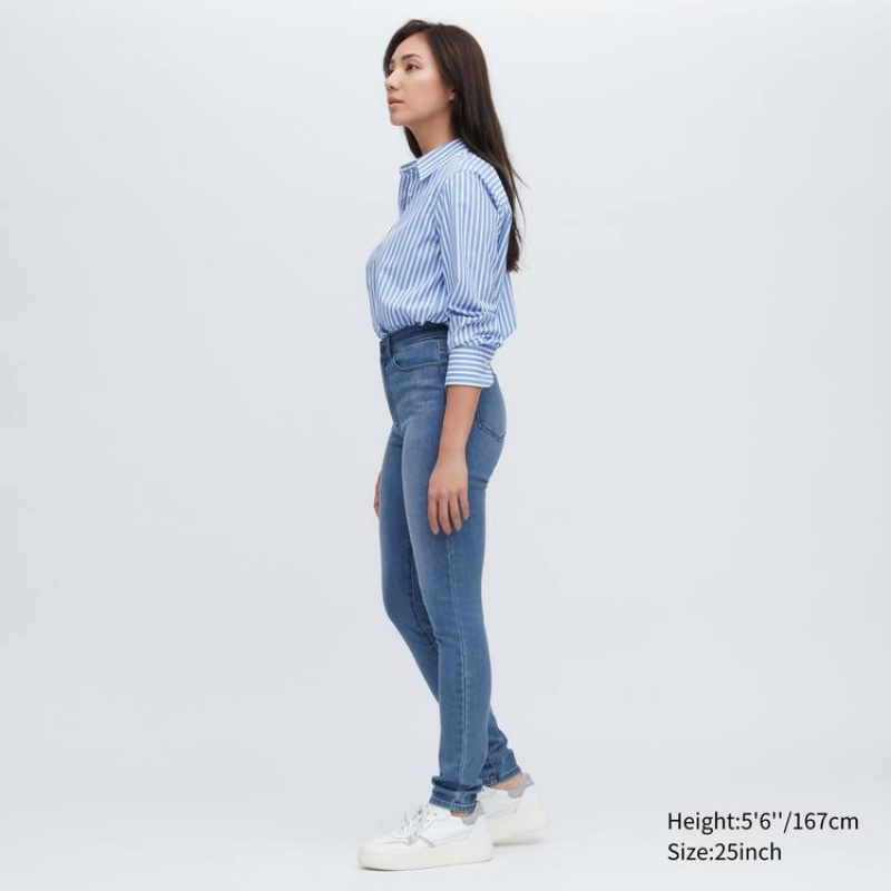 Women's Uniqlo Ultra Stretch High Rise Skinny Fit Jeans Blue | LMNF-53489