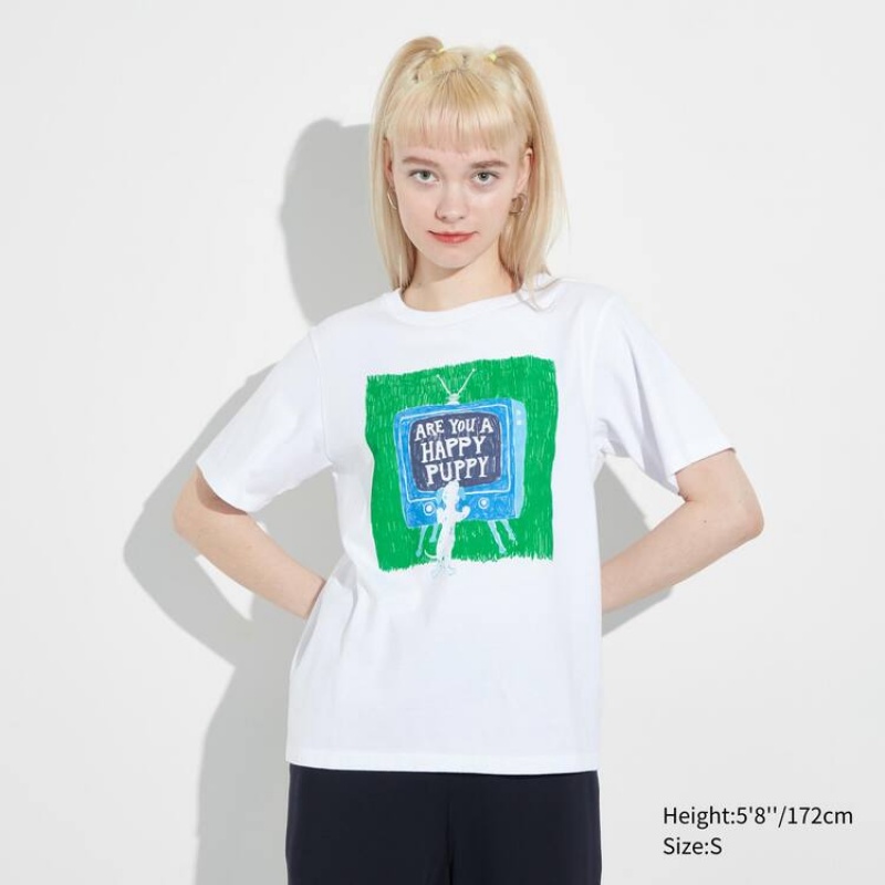 Women's Uniqlo Utgp2023 Mfa Graphic T Shirts White | KESA-74582