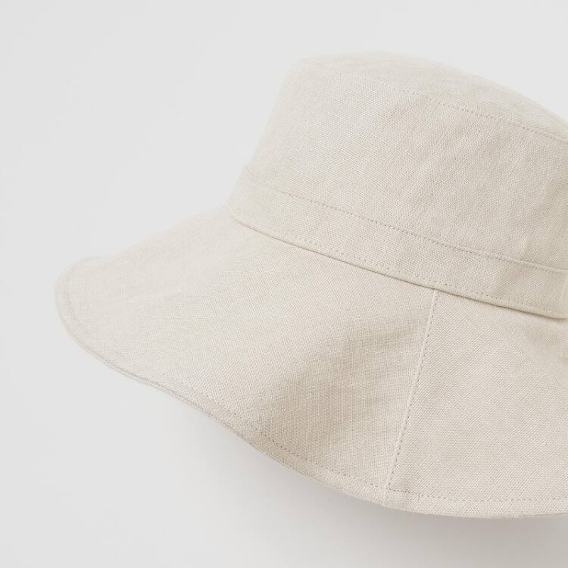 Women's Uniqlo Wide Brim Hats Beige | FOXU-86324