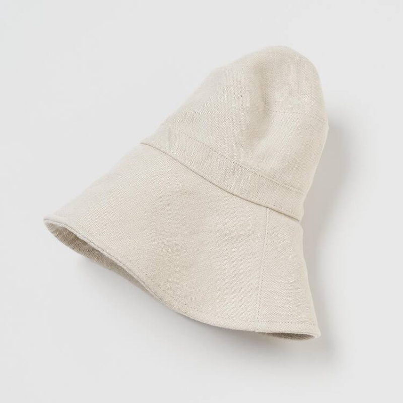 Women's Uniqlo Wide Brim Hats Beige | FOXU-86324